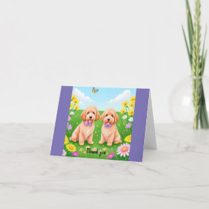 Cute Adorable Goldendoodle  Thank You Card