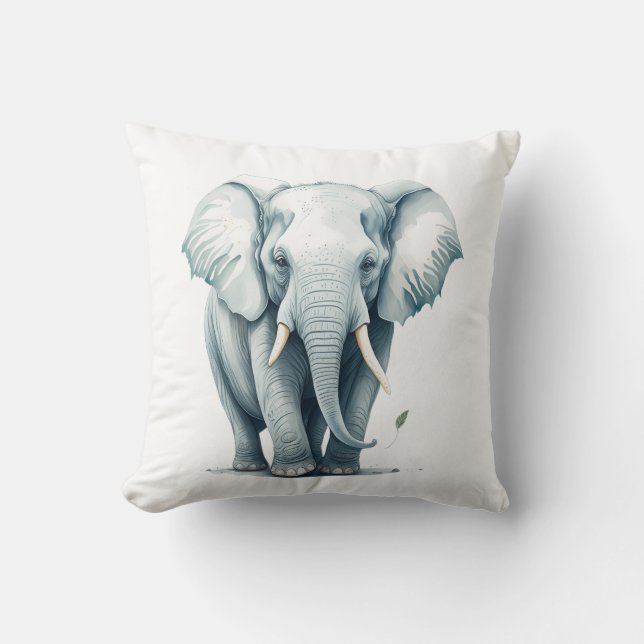 Cute Adorable Grey Elephant Home Decor Nursery  Throw Pillow (Front)