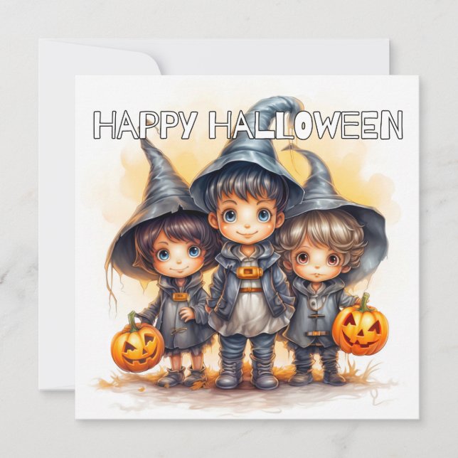 Cute Adorable Happy Halloween For Kids Card (Front)