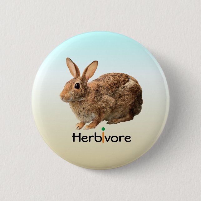 Cute Adorable Herbivore Vegan Wild Bunny Ice Blue 2 Inch Round Button (Front)