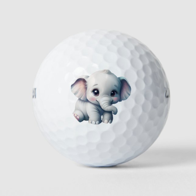 Cute Adorable Kawaii Baby Elephant  Golf Balls (Front)