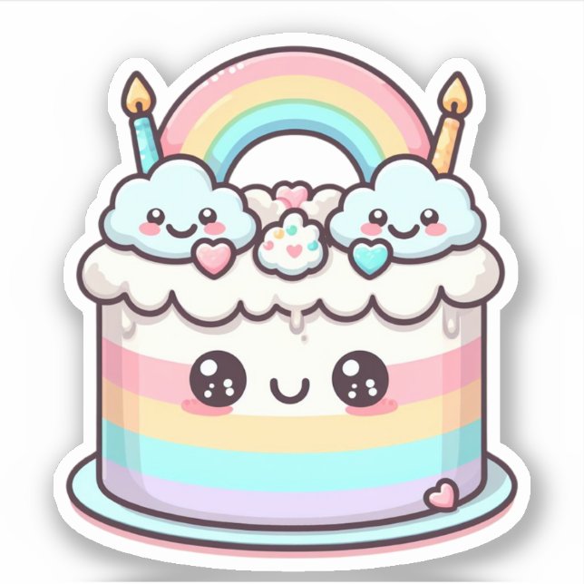 cute adorable kawaii birthday cake (Front)