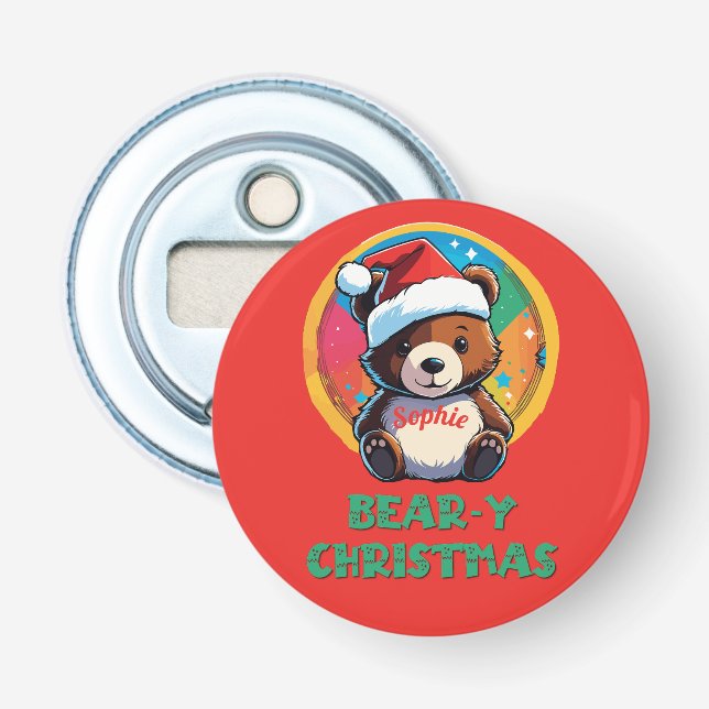 Cute Adorable Kawaii Chibi Bear-y Christmas Bear Bottle Opener (Front)