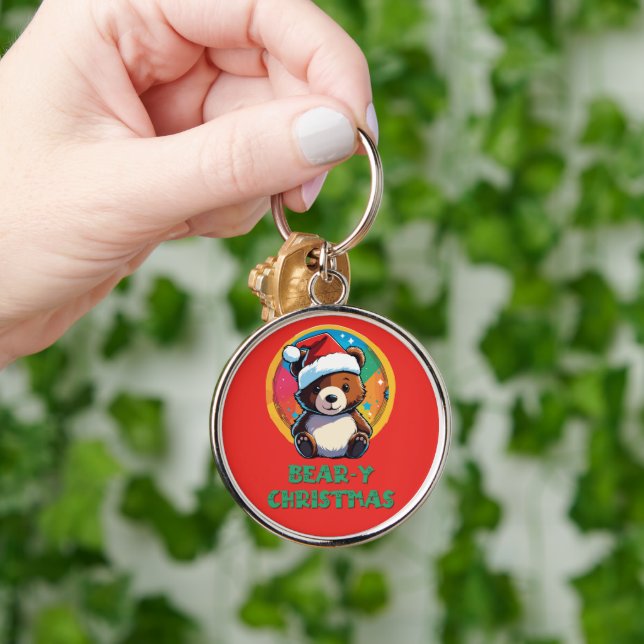 Cute Adorable Kawaii Chibi Bear-y Christmas Bear Keychain (Hand)