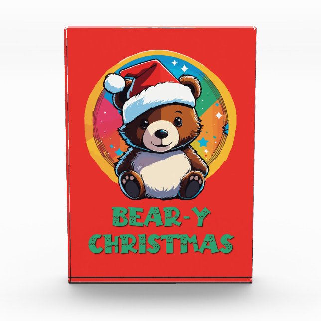 Cute Adorable Kawaii Chibi Bear-y Christmas Bear Photo Block (Front)