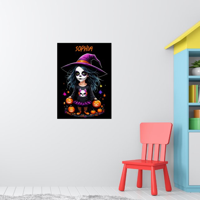 Cute Adorable Kawaii Halloween Witch Poster (Nursery 1)