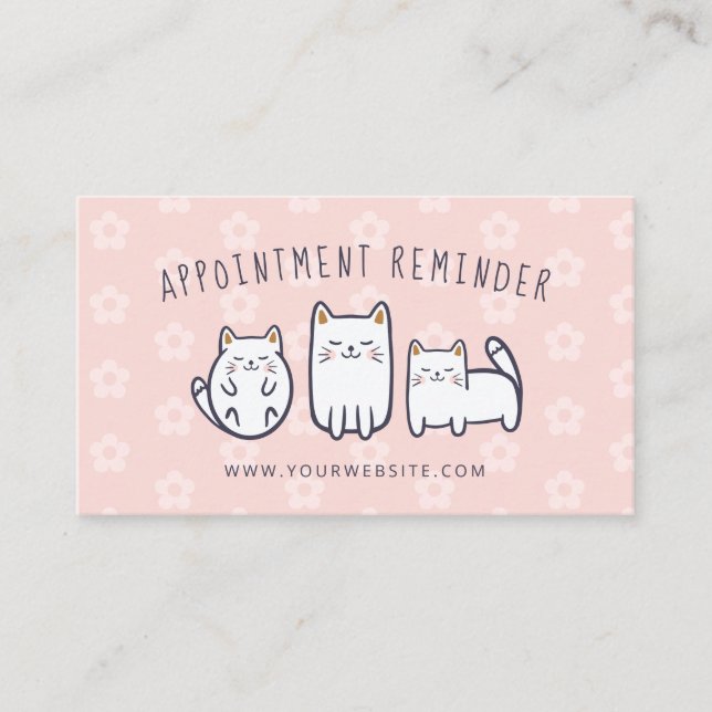 Cute Adorable Kitty Cat Appointment Reminder Pink (Front)