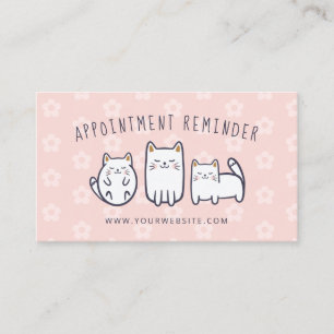 Cute Adorable Kitty Cat Appointment Reminder Pink Card