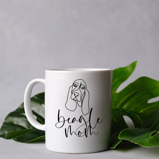 Cute Adorable Line Art Minimalistic Beagle Mom Coffee Mug (Creator Uploaded)