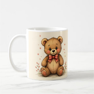 Cute adorable little brown bear with tie coffee mug