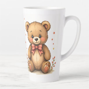 Cute adorable little brown bear with tie latte mug