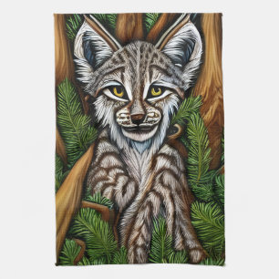 Cute Adorable Little Lynx Kitten Kitchen Towel