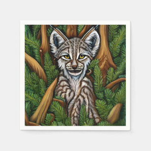 Cute Adorable Little Lynx Kitten Napkin