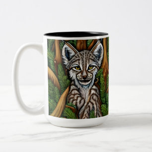 Cute Adorable Little Lynx Kitten Two-Tone Coffee Mug