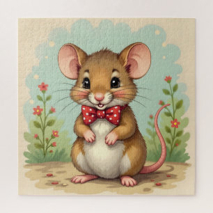 Cute adorable little mouse with tie jigsaw puzzle