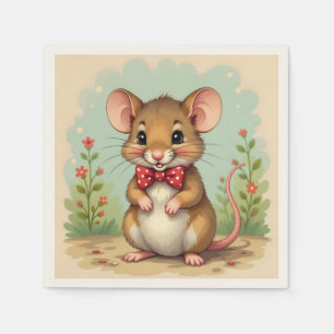 Cute adorable little mouse with tie napkin