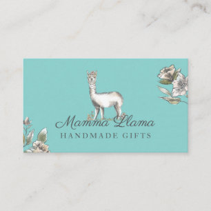 Cute Adorable Llama Watercolor Sketch Floral  Business Card