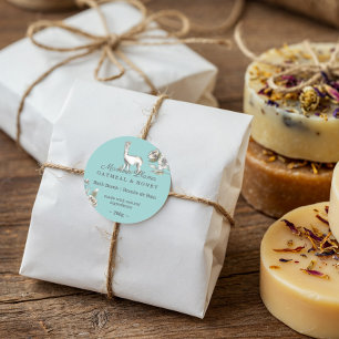 Cute Adorable Llama Watercolor Sketch Floral Classic Round Sticker