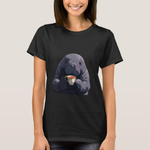 Cute Adorable Manatee Sipping Tea Mana-Tea Sea Cow T-Shirt