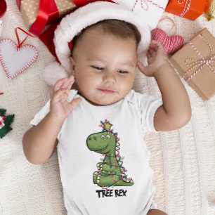 Cute Adorable Merry Christmas TREE REX Baby T-Shirt