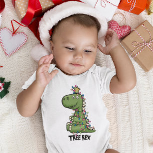 Cute Adorable Merry Christmas TREE REX Baby T-Shirt
