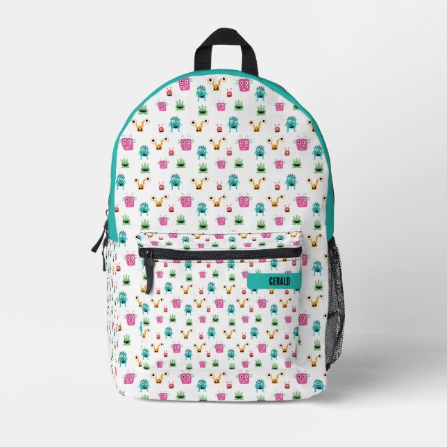 Cute Adorable Monsters Colourful Kids Boys Custom Printed Backpack (Front)