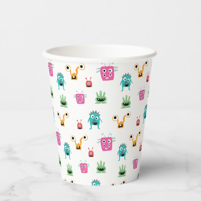 Cute Adorable Monsters Colourful Kids Boys Party  Paper Cups (Front)