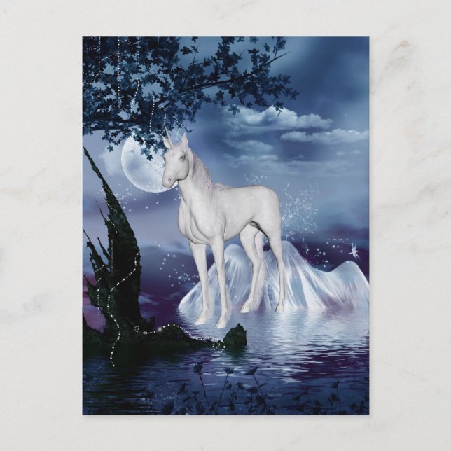 Cute Adorable Mystical Unicorn Postcard (Front)