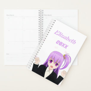 Cute Adorable pink cheerful Anime Girl Japanese Planner