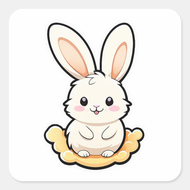 Cute Adorable rabbit animal Square Sticker (Front)