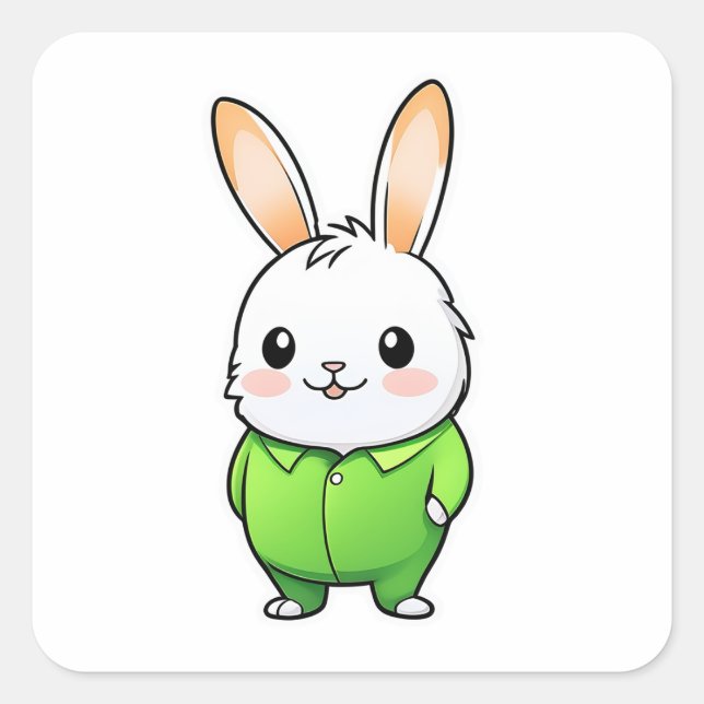 Cute Adorable rabbit animal Square Sticker (Front)