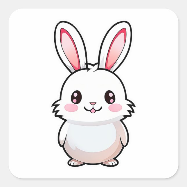 Cute Adorable rabbit animal Square Sticker (Front)