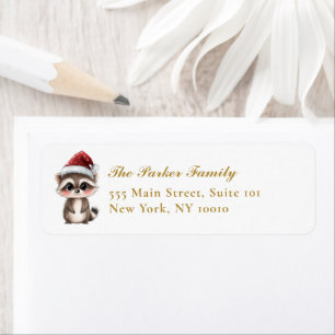 Cute, Adorable, Raccoon With Santa Hat