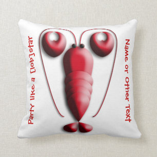 Cute Adorable Red Lobster Heart-Shaped Pincers Throw Pillow