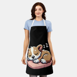 Cute Adorable Sleeping Animal Lovers Welsh Corgi P Apron