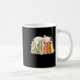 Cute adorable sleeping cat and books cozy readers coffee mug