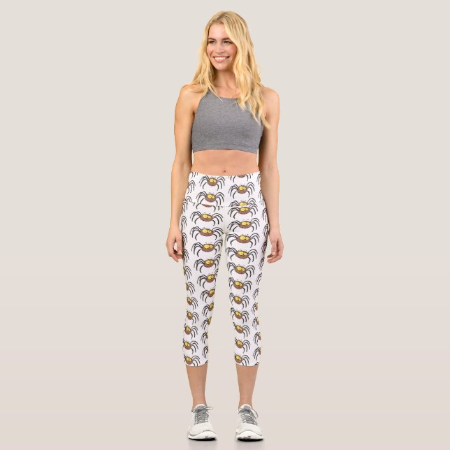 Cute, adorable spider cartoon capri leggings (Front)