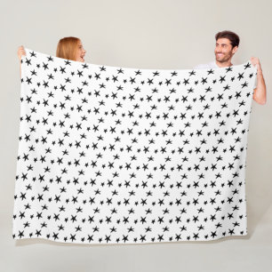 Cute Adorable Stars Black on Any Custom Colour Fleece Blanket