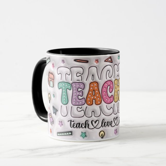Cute Adorable Teacher 3D Inflated Look Design Mug (Front Left)