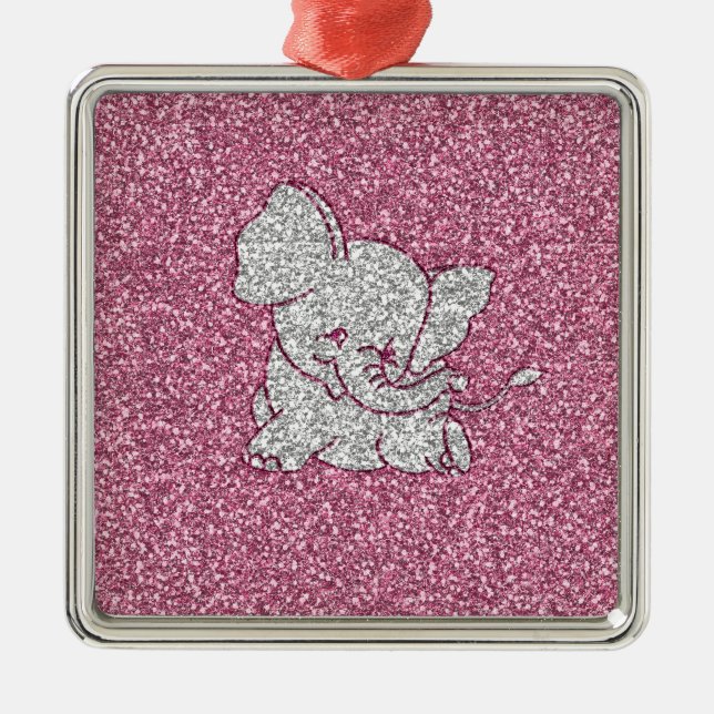 Cute adorable trendy girly smiling baby elephant metal ornament (Front)