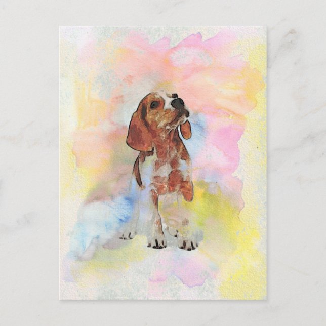 Cute adorable trendy puppy animal dog watercolours postcard (Front)
