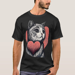 Cute adorable unique Happy Valentine's Day cat hea T-Shirt