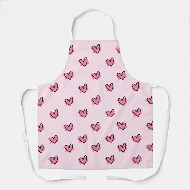 Cute Adorable Valentine's Day Red Hearts Pattern | Apron (Front)