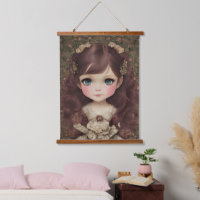 Cute Adorable Vintage Style Chibi Kawaii Girl Art