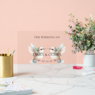 Cute Adorable Wedding Hummingbird Acrylic Sign