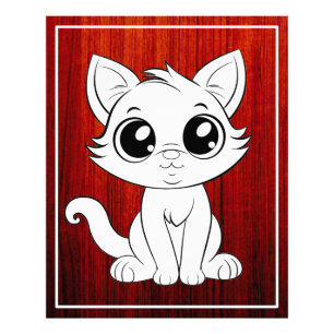 Cute Adorable White Cat Cartoon-30853 Photo Print