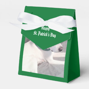 Cute Adorable White Puppy Dog Wearing Green Scarf  Favor Box