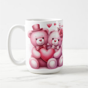 CUTE ADORBALE PINK VALENTINE TEDDY BEARS COFFEE MUG