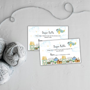 Cute Adventure Aviator Diaper Raffle Baby Shower  Enclosure Card