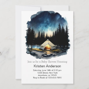 Cute Adventure Awaits Among Mountains Baby Shower Invitation